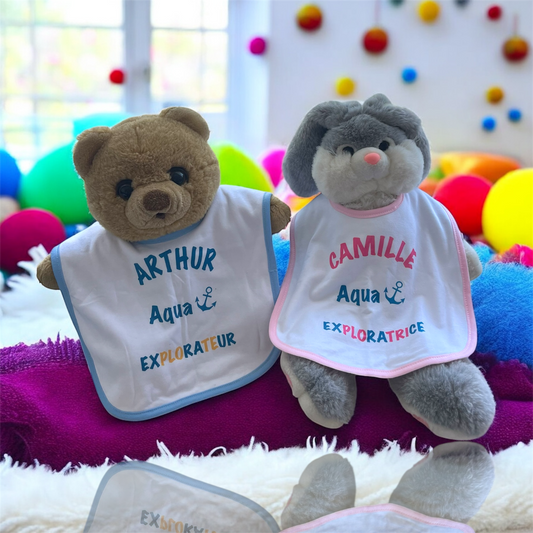 Bavoir doublure éponge Blanc avec bordure de couleur personnalisable