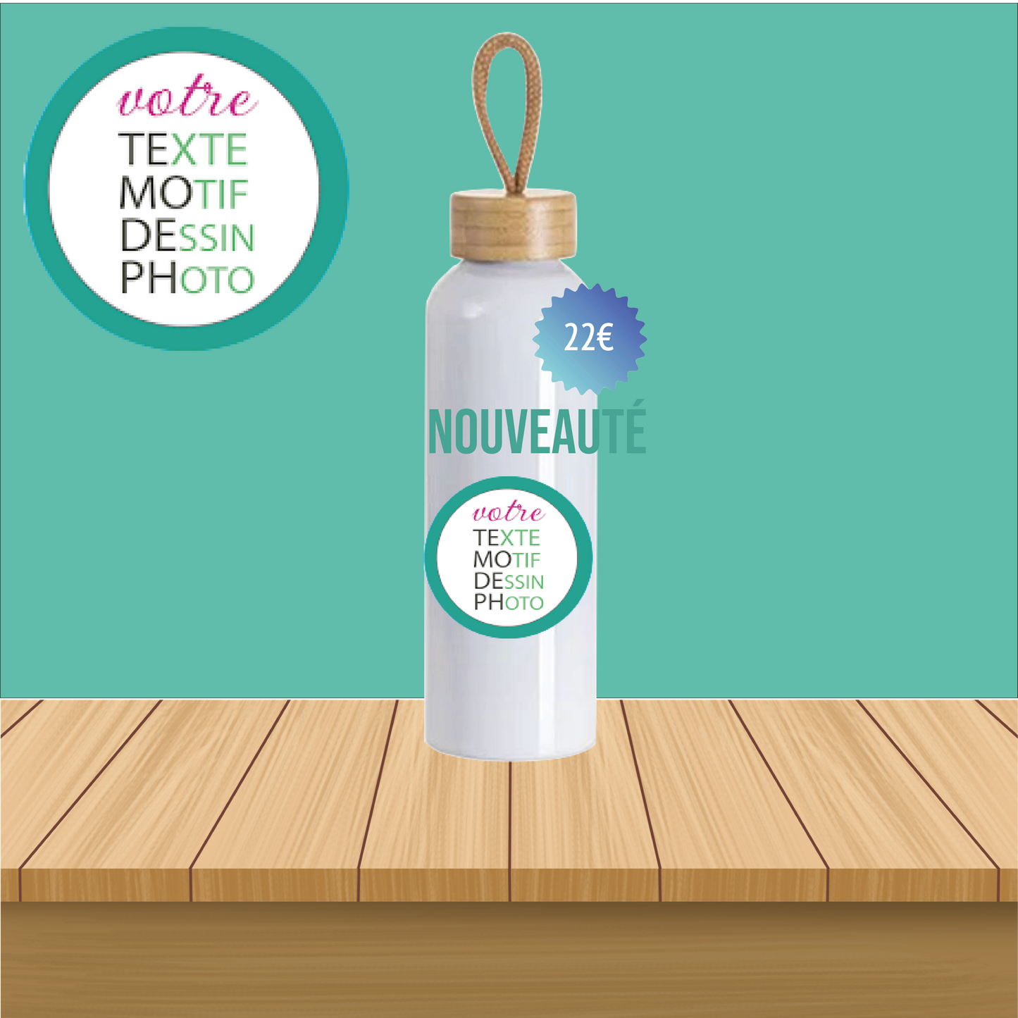 Gourde en aluminium bouchon bambou 600 ml